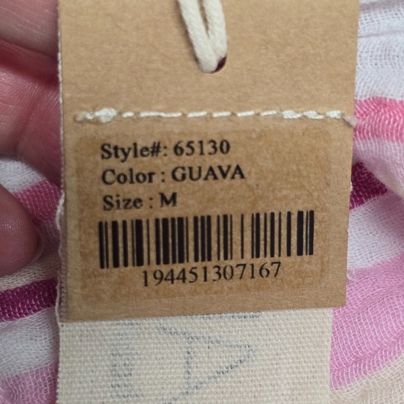 Escape by Habitat Pants Womens Medium Pink Striped Wide Leg Cropped‎ Gauzy Beach - Picture 6 of 14